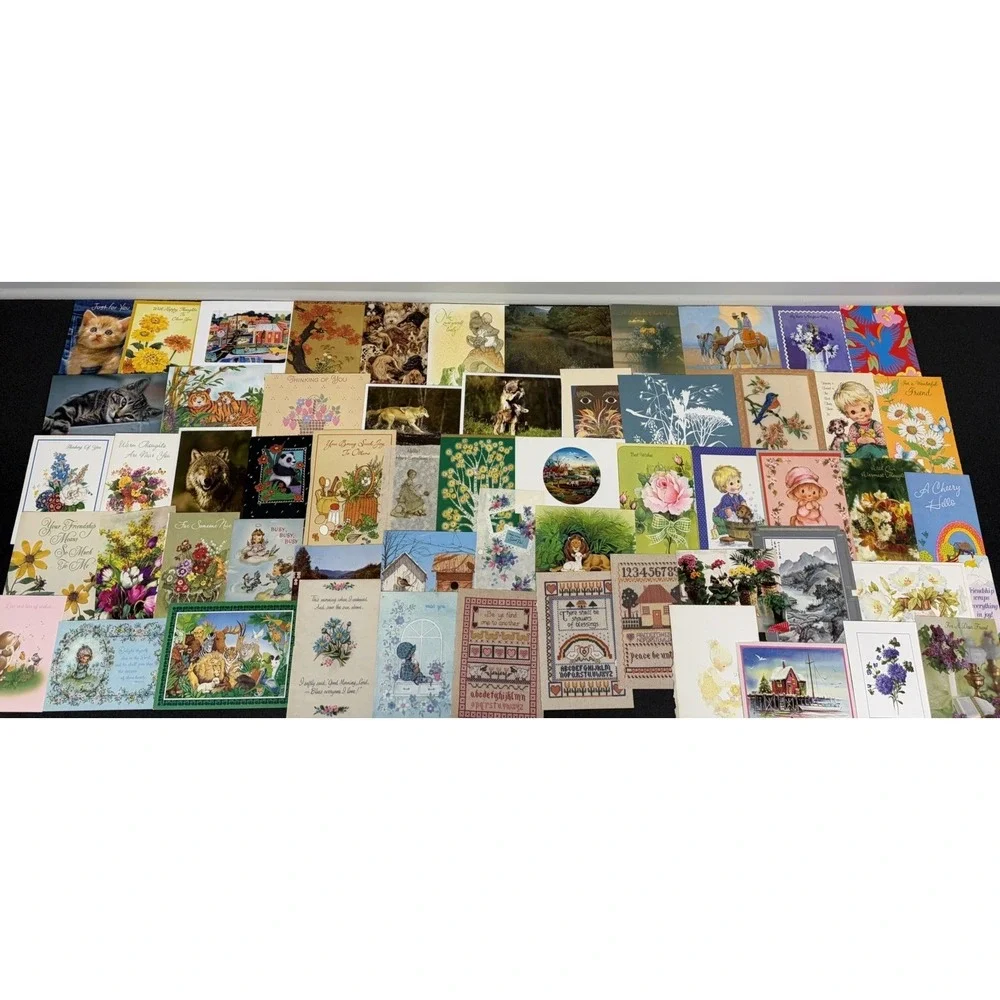 Vintage Thinking of You Cards Fronts ONLY Scrapbooking Crafts Lot of 50+